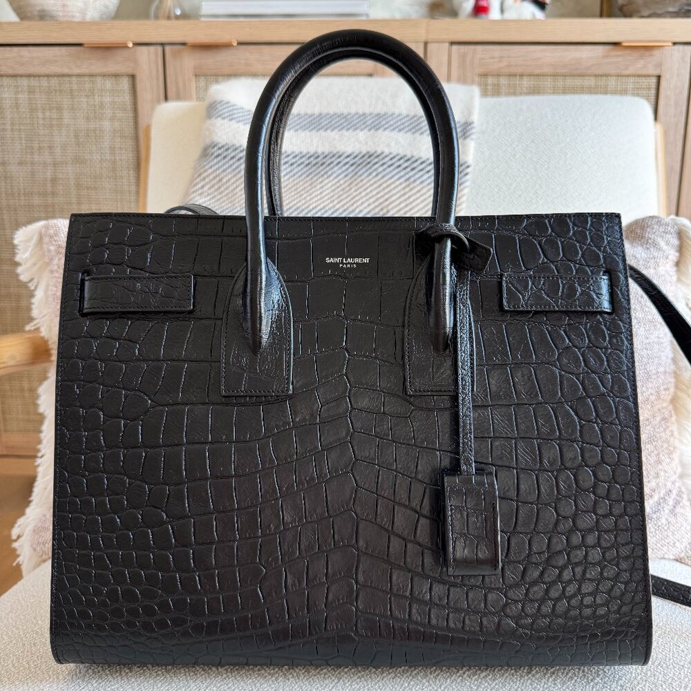 YSL sac de jour in CROCODILE-EMBOSSED leather - small